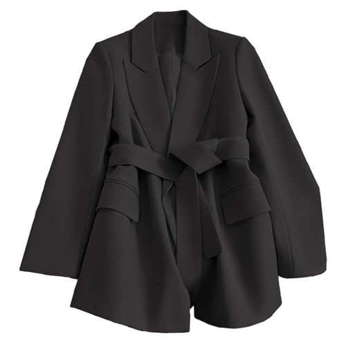 Work Office Coat Women Business Suit Formal Style Slim Fit Belted Waist Long Sleeve Suit Coat