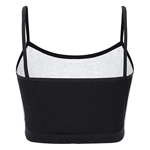Kids Girls Ribbed Knit Spaghetti Straps Crop Top Sleeveless Solid Color Sport Bras Crop Cami Tank Top2