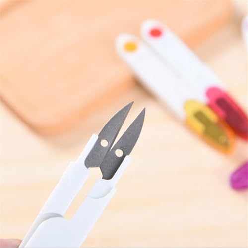 Image of Prabhas Designs U-Shaped Portable Plastic Small Yarn Scissors with Transparent Cover, Thread Cutter for Embroidery, Fabric, Paper, Quilting, Scrapbooking, Dressmaking, Handwork (1)