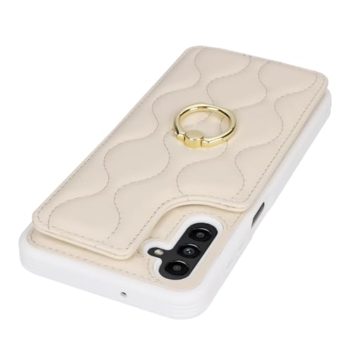 Image of for Samsung Galaxy A13 5G Case with Card Holder,Credit Card Holder,Stand Ring Kickstand and RFID Blocking,PU Leather Phone Wallet Case for Women 6.6 inch(Beige)