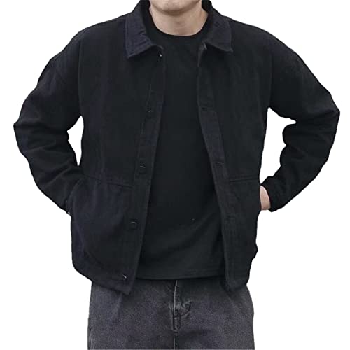 Veste en jean d'hiver homme Kelsiop avec doublure polaire épaisse thermique noire