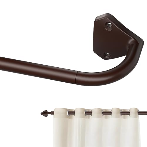 GXOACKJ Brown Curtain Rods for Windows 28 to 60 inch, 5/8 inch Adjustable Wrap Around Blackout Curtain Rods for Bedroom & Outdoor