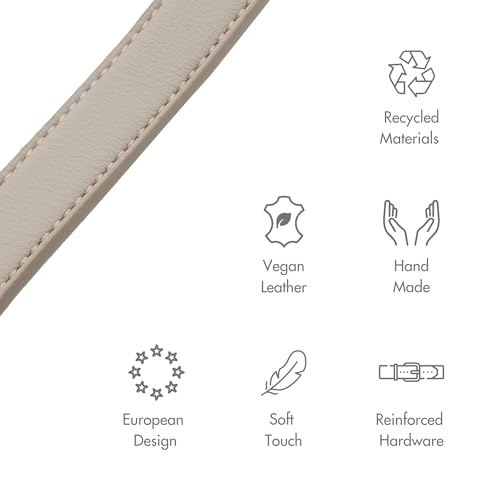 Nina Woof Copenhagen Hundehalsband aus veganem Leder, gepolstert, verstellbar, Beige, Größe M