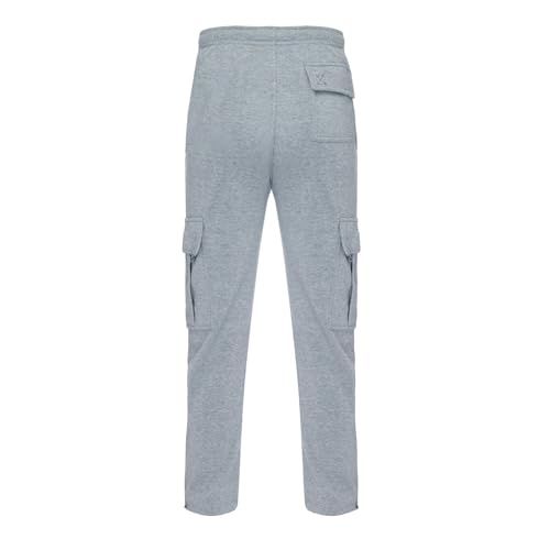 Men's Heavyweight Fleece Cargo Sweatpants Baggy Jogger Elastic Waist Drawstring Casual Stretch Workout Athletic Trousers4
