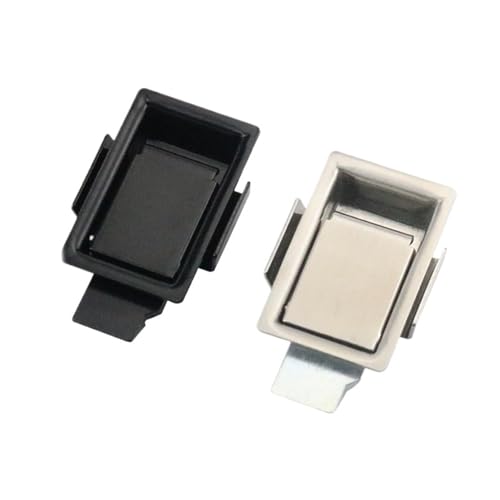 304 Stainless Steel Plate Lock Industrial Handle Flat Small Toolbox Equipment 1Pcs(304 SS Black)