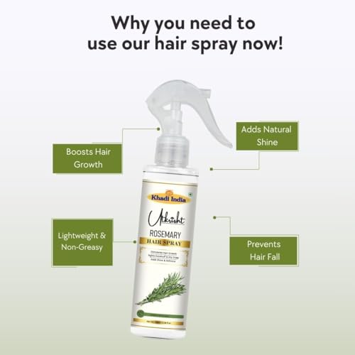 Image of Khadi Utkrisht Pure Rosemary Hair Spray for Regrowth & Scalp Care | Lightweight Hair Tonic Spray for Shine, Strength & Volume - 100ML