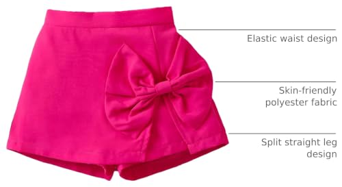Image of BEAUDRM Girl's Elastic Waist Bow Front Trousers Split Straight Leg Cute Skort