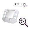 JERDON Two-Sided Bluetooth Makeup Mirror with Lights - Vanity Mirror with 5X Magnification & Multiple Light Settings - White - Model J1025