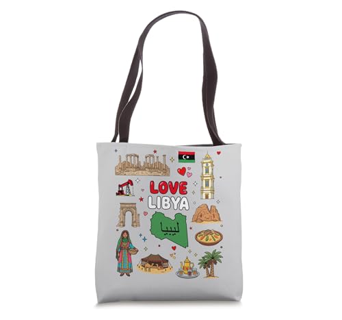 Libya Cultural Icons Collage, Desert Heritage and Travel Art Tote Bag