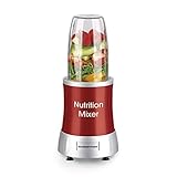 GOURMETmaxx Nutrition Deluxe Mixer Lot de 10 pièces pour smoothies & Co. | 22 000 tours pour smoothies extra vitaminés à base de fruits et légumes | Avec 3 tasses, couvercles To-Go, recettes [Rouge]
