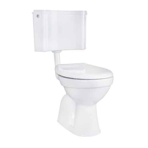 Belvit WC Set Taharet Bodenabgang mit Bidet Funktion, Softclose Sitz und Eck Aufputzspülkasten AP2001