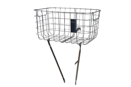 Basil Robin Fahrradkorb - Vorderrad - Stahl - Steuerkopfmontage mit Strebe - für 2628 Inch - Silver Cloud