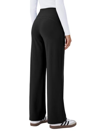 JEKAOYI Womens Wide Leg Yoga Pants Casual Trousers Pants with Pockets Black - image 2