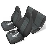 GIANT PANDA Neoprene Seat Covers for Jeep Wrangler TJ (1997-2002),Neoprene Waterproof Seat Covers, Foam Padded, Front & Rear Seat Covers(Black + Grey/Gray)