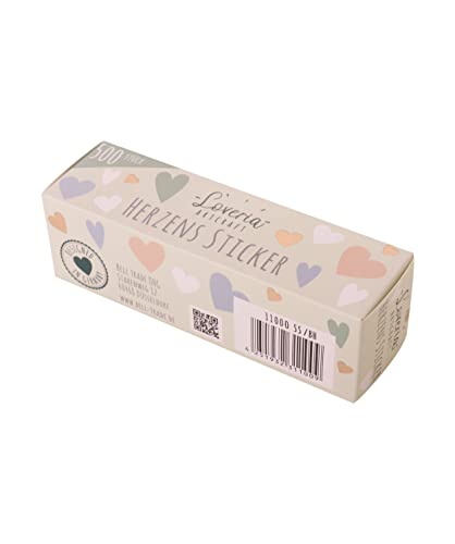 Loveria Set di 500 adesivi a forma di cuore in 8