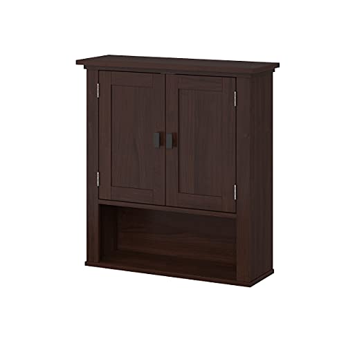 RiverRidge Hayward Two-Door Over The Toilet Storage Cabinet Dark Woodgrain - Stylish Medicine Cabinet and Bathroom Wall Cabinet by RiverRidge - Image 2