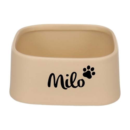Personalizzabile Ciotola in ceramica Zara quadrata 900 ml Beige–ciotola antiscivolo–ciotola per cibo e acqua–per cani di taglia media e gatti di taglia grande–personalizzata con nome–Petslino