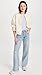 Vince Womens Striped Relaxed Elbow SLV Crew, Sky/Off White, Small