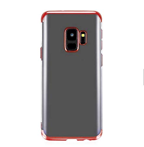 Alpha Forge Poco F1 (Launch Offer) Back Cover Transparent Shockproof Case with Electroplated Bumper Cushions for Anti Drop Protection- Super Slim, Flexible, Anti Scratch TPU case with Stylish Electroplated bumper finish in Red / Blue / Black / Gold options for Xiaomi Pocophone (Red)