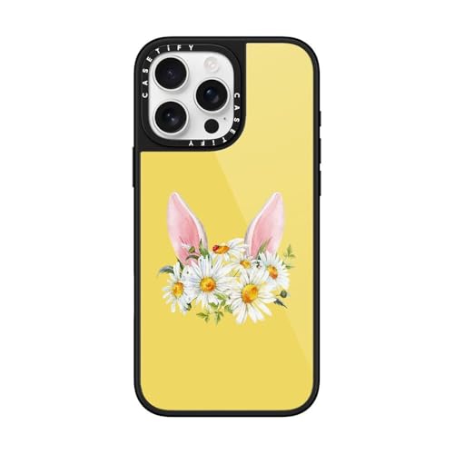 Coque iPhone 16 Pro Max CASETiFY Glaze Lapin fleuri noir compatible MagSafe