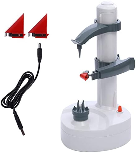 HOTIME Electric Apple Peelers, Automatic Rotating Fruits Peeler Electric Potato Peeler Vegetables Cutter Apple Paring Machine Kitchen Peeling Tool White