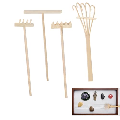 Mini Zen Sand Rakes, 4 Pack Zen Garden Accessories Tools