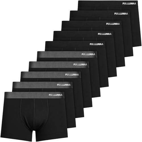 Fullluwaa Boxer Uomo Cotone, Confezione da 10, Elastico, Tessuto Morbido