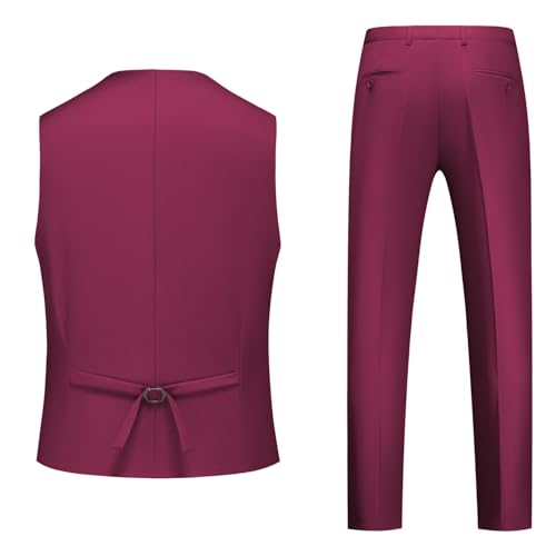 Men's Slim Fit 3 Piece Tuxedo Suit Set Elegant Solid Color Outfit for Weddings and Proms Jacket Vest and Pants4
