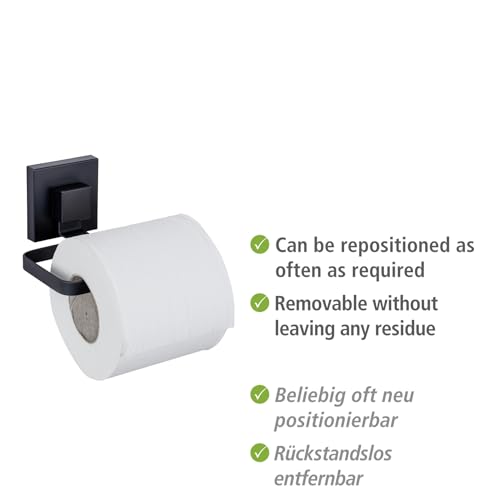 Vacuum-Loc® Quadro Toilet Roll Holder, Stainless Steel Wall Mount for Storing Toilet Rolls Fixed Without Drilling, Black - Image 4