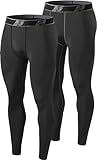 HOPLYNN Kompressionshose Herren Laufhose Lang für Joggen, Laufen, Training, Fitness, Radfahren Sport Leggings Atmungsaktiv Tights Herren Schwarz 2er Pack M