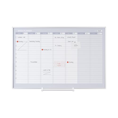 Bi-office Planning hebdo perpétuel magnétique New Génération 90x60cm tableau gris
