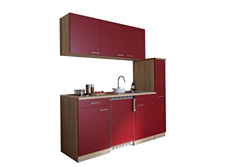 Küche Miniküche Singleküche Küchenzeile Eiche Rot Luis 180 cm Respekta 5 Küche Miniküche Singleküche Küchenzeile Eiche Rot Luis 180 cm Respekta