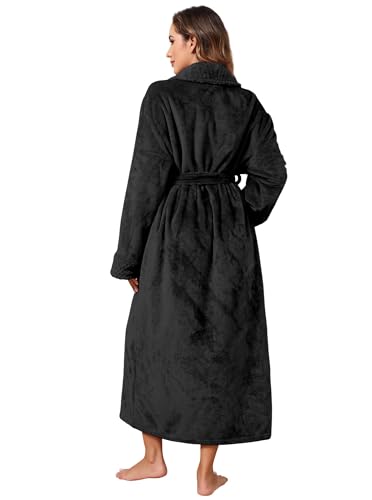 Image of Hellomamma Long Bath Robe for Womens Plush Soft Fleece Bathrobes Nightgown Ladies Pajamas Sleepwear Housecoat