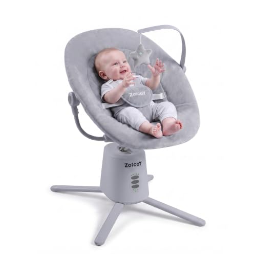 Image of Zoicay Baby Swing,Baby Swings for Infants with 3 Modes & 5 Speeds, BT Enabled App & Remote Control, Electric Swing - 6 Melodies and 3 Timer Setting, 2 Seat Positions and 5-Point Harness Swing (Gray)