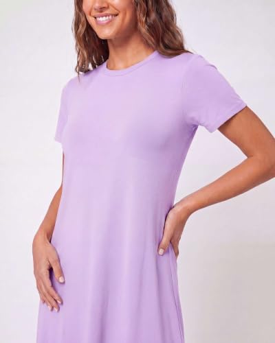 Image of Real Essentials 3 Pack: Women's Short Sleeve T Shirt Dress Swing Loose Casual Lounge Everyday Outfit (Available in Plus)