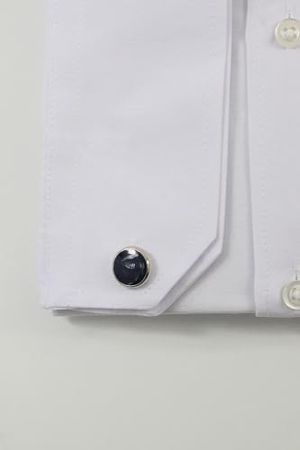 SIRRI Boys Slim Fit Long Sleeve Dress Shirt in Premium Cotton Blend with Classic Collar & Cufflinks - Formal White Shirt
