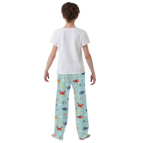 ZZXXB Sea Fish Crab Boys Long Pants Soft Trousers Elastic Waist Kids Lounge Bottoms with Pockets S-XL3