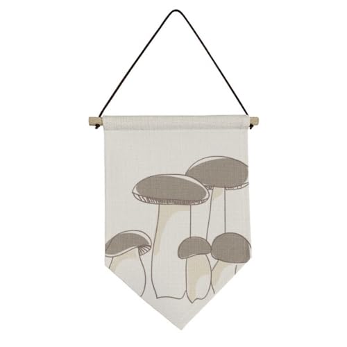 Drapeau en toile motif champignon frais tenture murale rétro