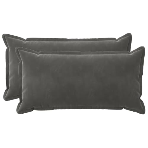 Image of vidaXL Cushion Cover 2 pcs HOUTEN Dark Grey 40 x 70 cm Velvet