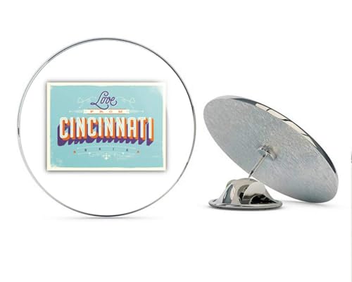 Cincinnati City Ohio USA Vintage Label Round Metal 0.75" Lapel Pin Hat Shirt Pin Tie Tack Pinback2