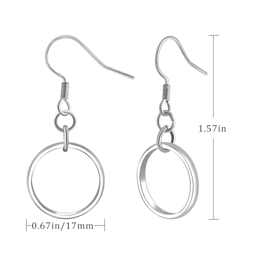 Minimalist Silver Circle Dangle Earrings for Women - Hypoallergenic Small Hoop Earrings, Boho Round Geometric Design, Trendy Accessories4
