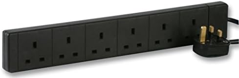 rhinocables 6 Way Extension Lead with Plugs and Cord, 13 Amp 6 Gang Extension Lead with Six Sockets for 3-Pin UK Plugs (3m, White)