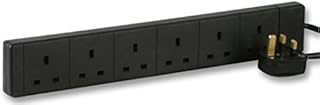 rhinocables 6 Way Extension Lead with Plugs and Cord, 13 Amp 6 Gang Extension Lead with Six Sockets for 3-Pin UK Plugs (3m, White)