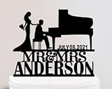 Pianist Wedding Cake Topper,Musician Cake Topper,Music Custom Cake Topper,piano player music theme,Mr And Mrs Cake Topper for Wedding Engagement Anniversary Party Cake Decorations.
