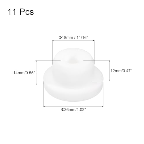 Image of MECCANIXITY 11pcs T-Shaped Silicone Plugs 18mm 11 /16 Inch Dia Snap in Plug Hole Seal Cover Round Rubber Stopper for Kitchen Rubber Bulkheads Waterproof Sealing Plugs White