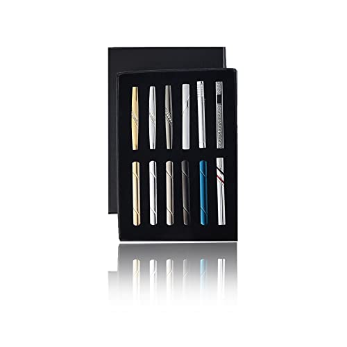 EvmAsaLQ 12Pcs Tie Clips for Men,Black Gold Blue Silver Gun Black Tie Bar Clip Set for Regular,Tie Bar Clip is a Gift for Father,and Lover,Suitable for Wedding Business Gifts