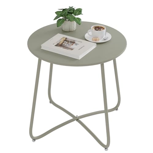 eSituro Beistelltisch rund Balkontisch Gartentisch Kaffeetisch Couchtisch Sofatisch Wohnzimmertisch Kleiner Tisch für Wohnzimmer Balkon Terrasse Garten aus Metall 45xH45 cm Grau