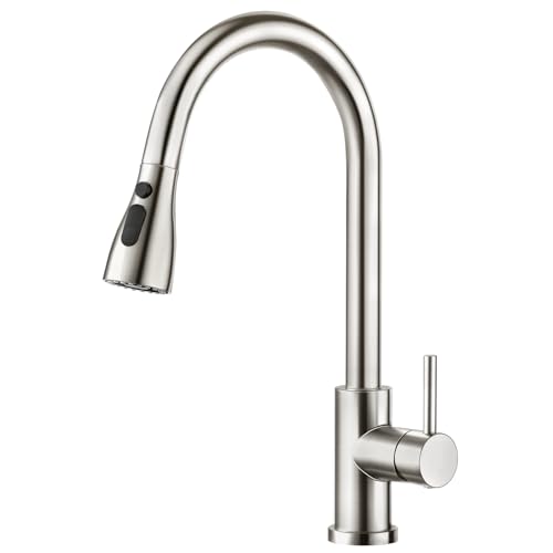 CREA Kitchen Mixer Tap with Pull Out Sprayer, 360° Swivel Single Handle Sink Tap with Magnetic Docking, Stainless Steel