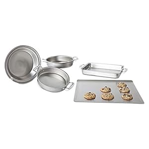360 Stainless Steel Bakeware Set (5 Piece Set), Handcrafted in the USA, 5 Ply, Stainless Bakeware, Large Cookie Sheet, Two Cake Pans, 9×13 Baking Pan, Pie Pan. (5 Piece Set)
