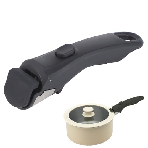 鍋 取っ手 スキレット ハンドル 取り外し可能 ワンタッチ着脱 耐熱鍋フライパン用取っ手 着脱式ハンドル 汎用交換用 安定性 取り付け簡単 鍋を傷つけない (ブラック)